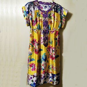 Women's CALYPSO ST. BARTH Silk Yellow Floral Mini Dress Sz XS EUC
